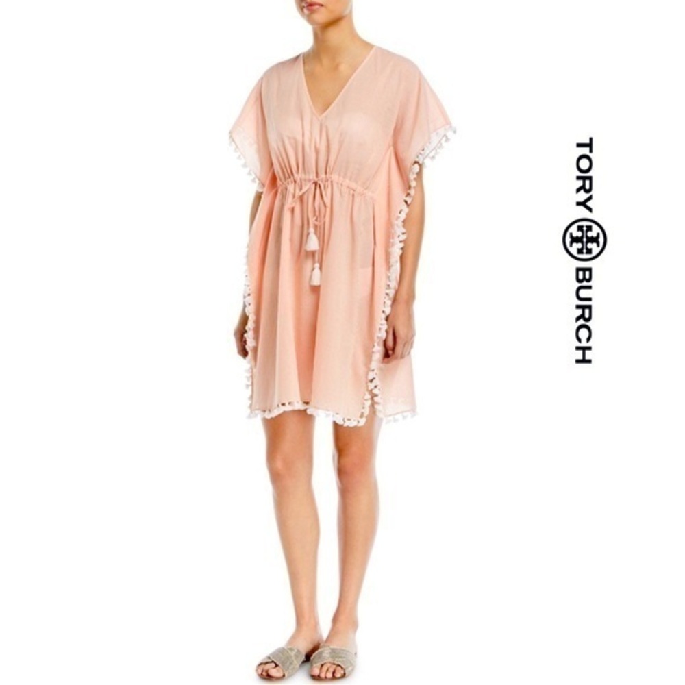 TORY BURCH
Ticking Stripe Caftan w/ Tassel Trim Size XS